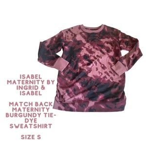 ISABEL MATERNITY MATCH BACK MATERNITY BURGUNDY TIE-DYE SWEATSHIRT SIZE S